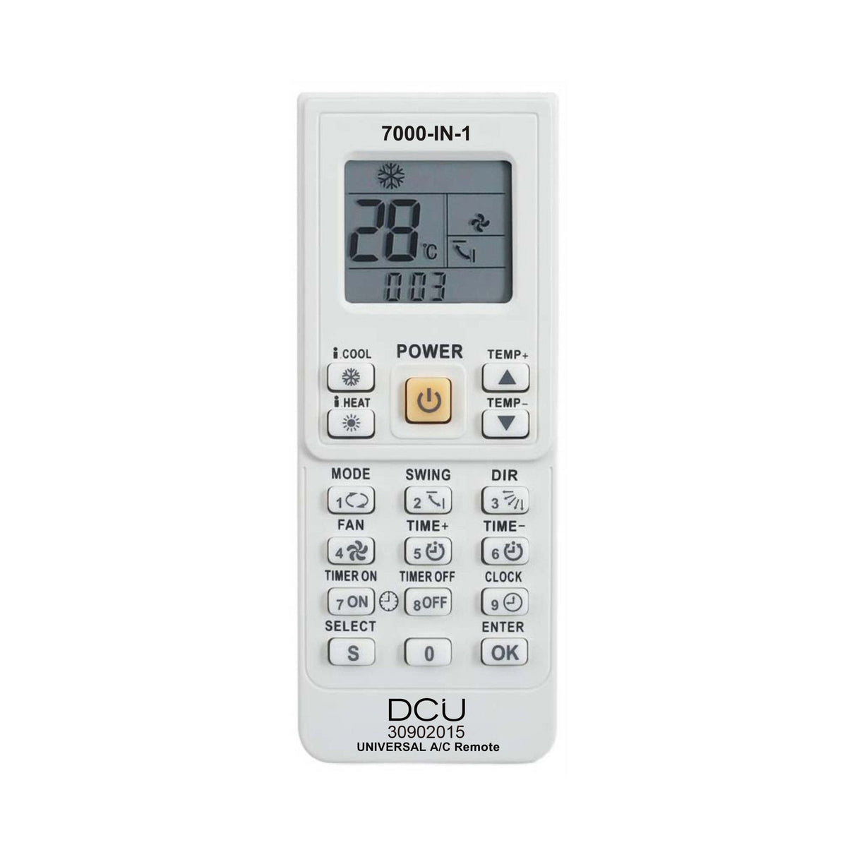 Dcu Tecnologic Mando A Distancia Universal Para Aire Acondicionado 7000 En 1 Nuevo - Color Blanco