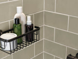 Tesa Moon Black Aluminio Montado En Pared Cesta De Ducha