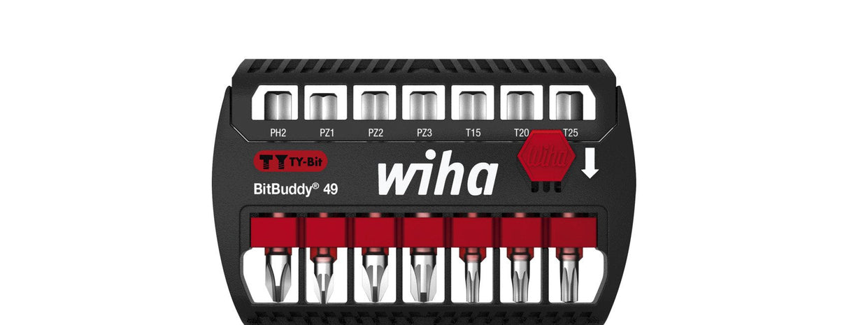 Juego De Puntas Wiha Bitbuddy Ty Bits 49 Mm, 7 Piezas Negro/Rojo, Ph / Pz / Tx 42116