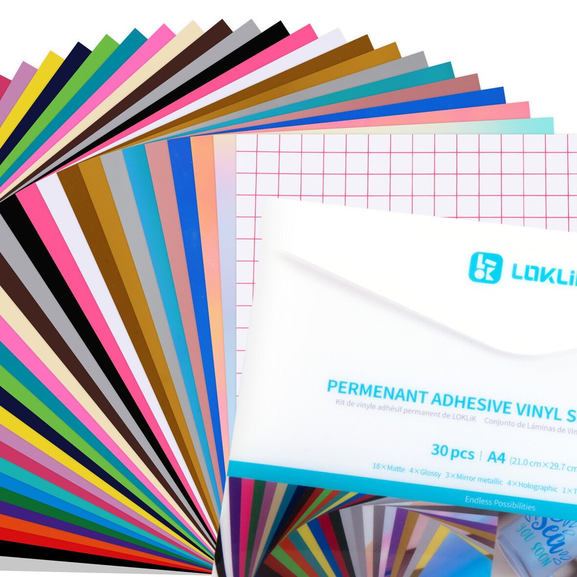 Loklik Permanent Haftende Vinylfolie Material-Set (A4)