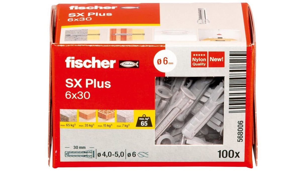 EAN 4048962480825 - Fischer 568006 tornillo de anclaje y taco 100 pieza(s) Anclaje de expansión 30 mm imagen 4
