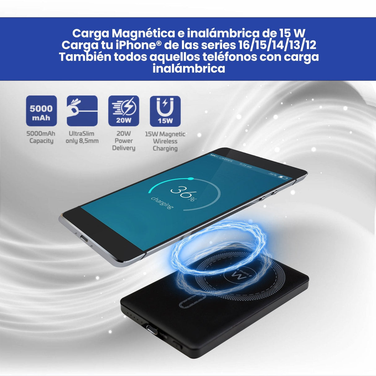 Powerbank Ewent Ew1160 Ultraslim Magsafe 5000mah