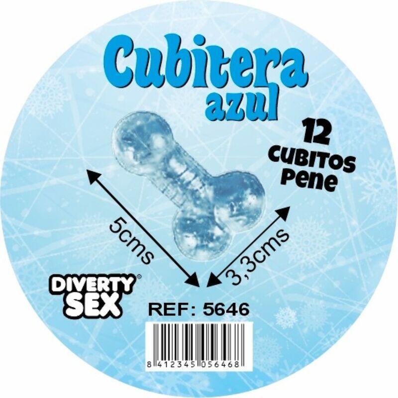 Diablo Picante - Cubitera 12 Penes Silicona Dura Para Colgar Azul