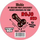 Diablo Picante - Molde Chocolate 12 Penes Silicona Para Colgar Rojo