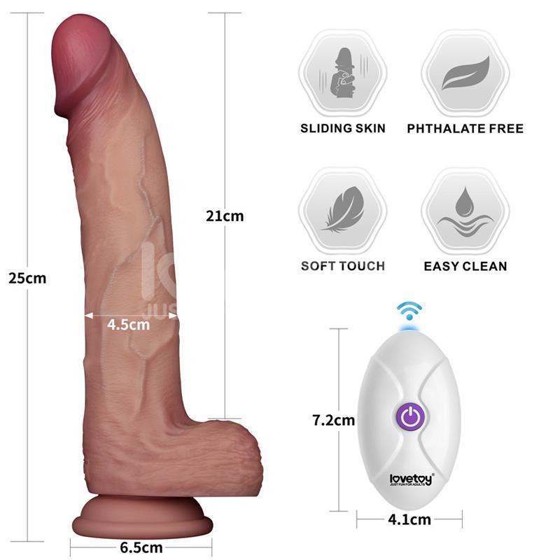 Dildo Con Vibración Piel Deslizante Silicona Dual Layer 10