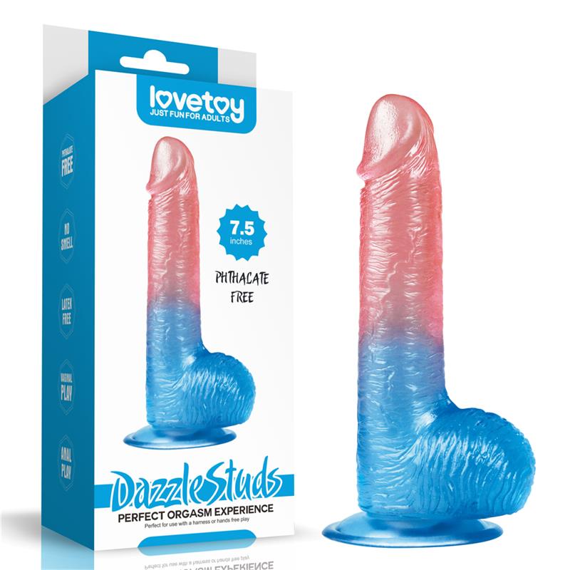 Dildo Dazzle Studs 7.5 Rosa Y Azul