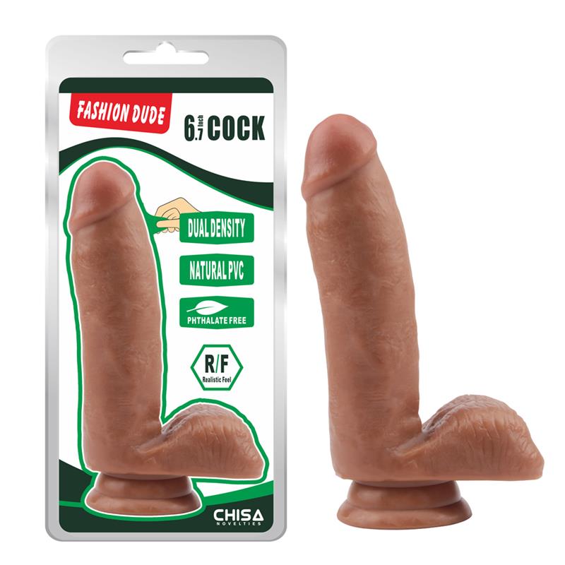 Dildo Dual Density Fashion Dude 17 X 3.6 Cm Bronceado
