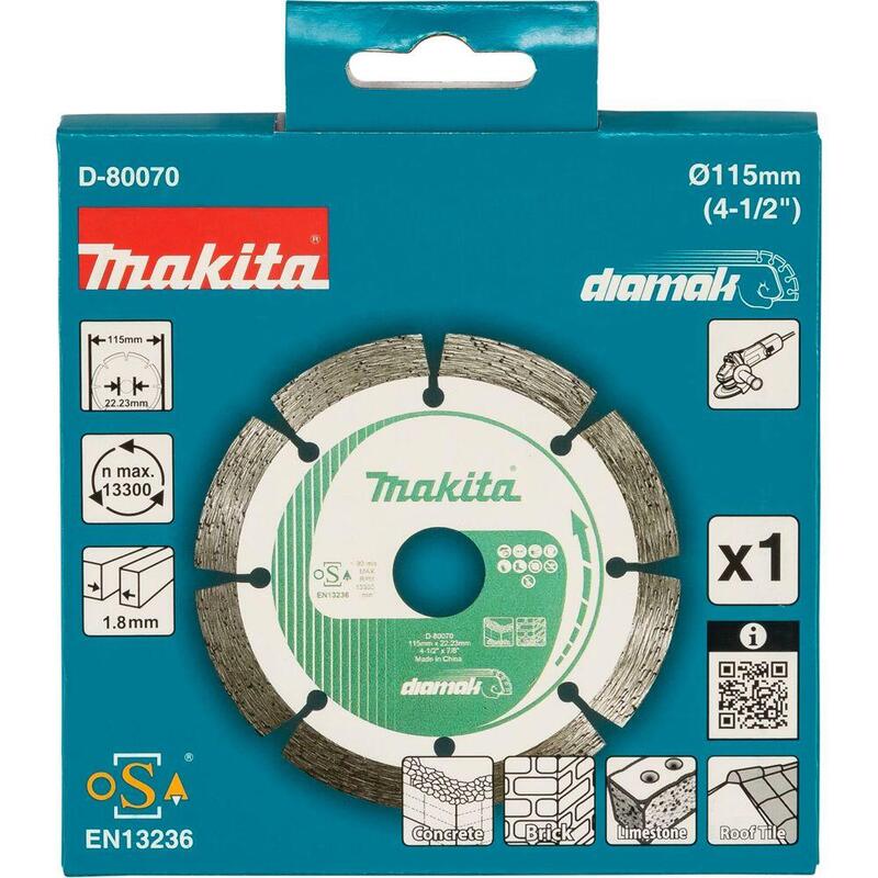 Disco De Corte Diamantado Makita Diamak, Ø 115 Mm, Diámetro 22,23 Mm D-80070