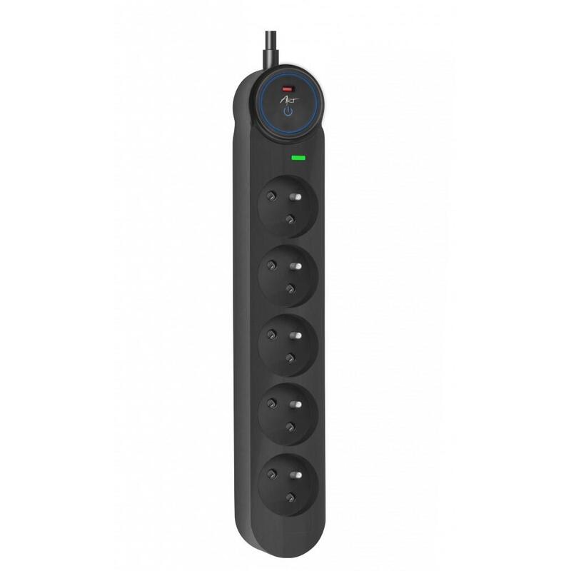 Dispositivo Zabezpieczenie Przeciw Przepieciowe Spd/Przeciazeniowe F2110 Con Interruptor 5tomas-16a-Negro-3m-3x1,5mm2