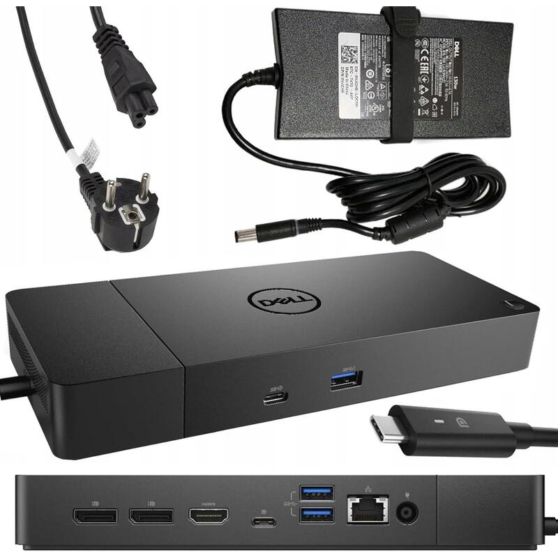 Docking Station Reacondicionado Dell Wd19  180w Negro 3 Usb-C 2 Dp 1 Hdmi 3 Usb 3.0 Rj45 Thunderbolt 3.0 Con Cargador 180w  K20a K20a001