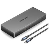 Docking Usb Tipo-C Vention Tpwh0 2xhdmi 4k 1xdisplayport 3xusb 2xusb Tipo-C 1xusb Tipo-C Pd 1xrj45 1xlector Tarjetas Gris
