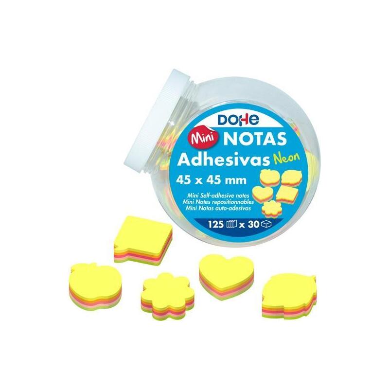 Dohe Bloc De Mini Notas Adhesivas 125h Multicolor Con Formas Expositor 30 Surtido Neón