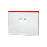 Dohe Bolsa Zipper Folio Apaisado Pvc Transparente 150 Micras - Apertura Superior - Cierre Zip Hermetico En Color Rojo