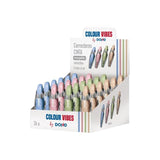 Dohe Colour Vibes Expositor Con 24 Cintas Correctoras - 5mm X 6m - Pulsador Retractil - Recargable - Cuerpo Ergonomico