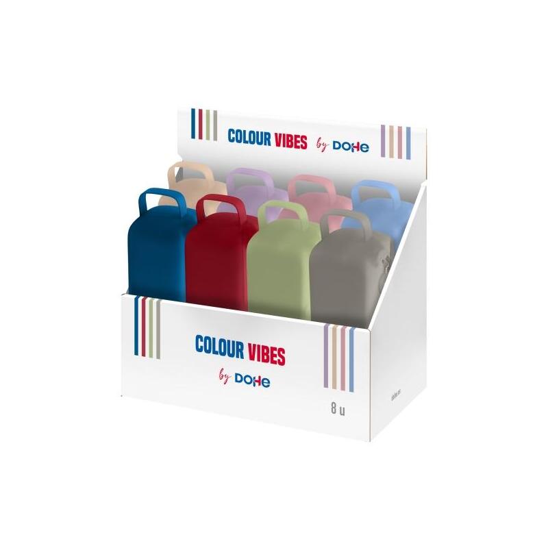 Dohe Colour Vibes Expositor Con 8 Portatodo - Cremallera - Tirador De Goma - Silicona De Tacto Suave - Asa Lateral -