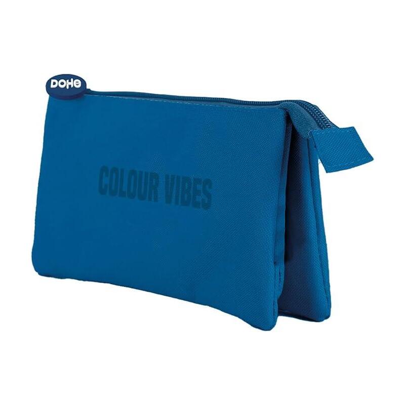 Dohe Colour Vibes Portatodo Triple - Cierre Doble Con Cremallera Y Tirador De Goma - Azul