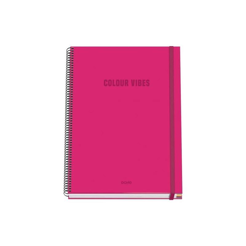 Dohe Colour Vives Cuaderno Espiral A4 100 Hojas Microperforadas Cuadricula 5mm - Tapa Dura Carton Forrado - Cierre De