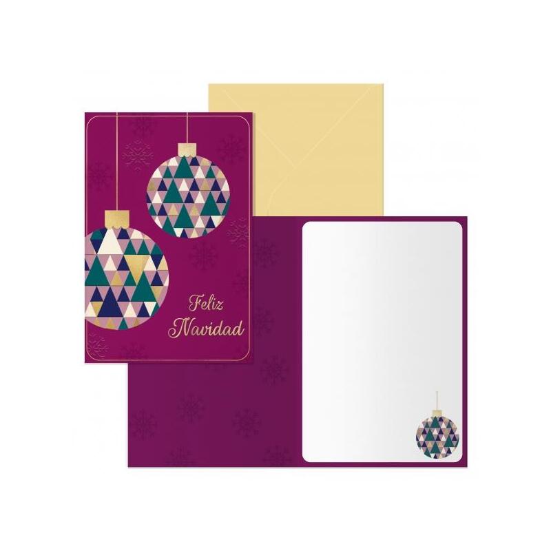 Dohe Esferas Pack De 6 Tarjetas De Felicitacion Navideña Con Sobre - Tamaño Cerrada 11.5x17cm, Abierta 23x17cm - Papel