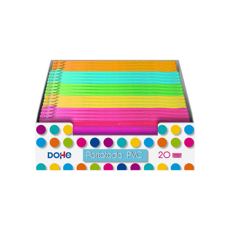 Dohe Expositor Con 20 Portatodos Simples Planos - Fabricados En Pvc De 280 Micras Transparente - Cierre De Cremallera -