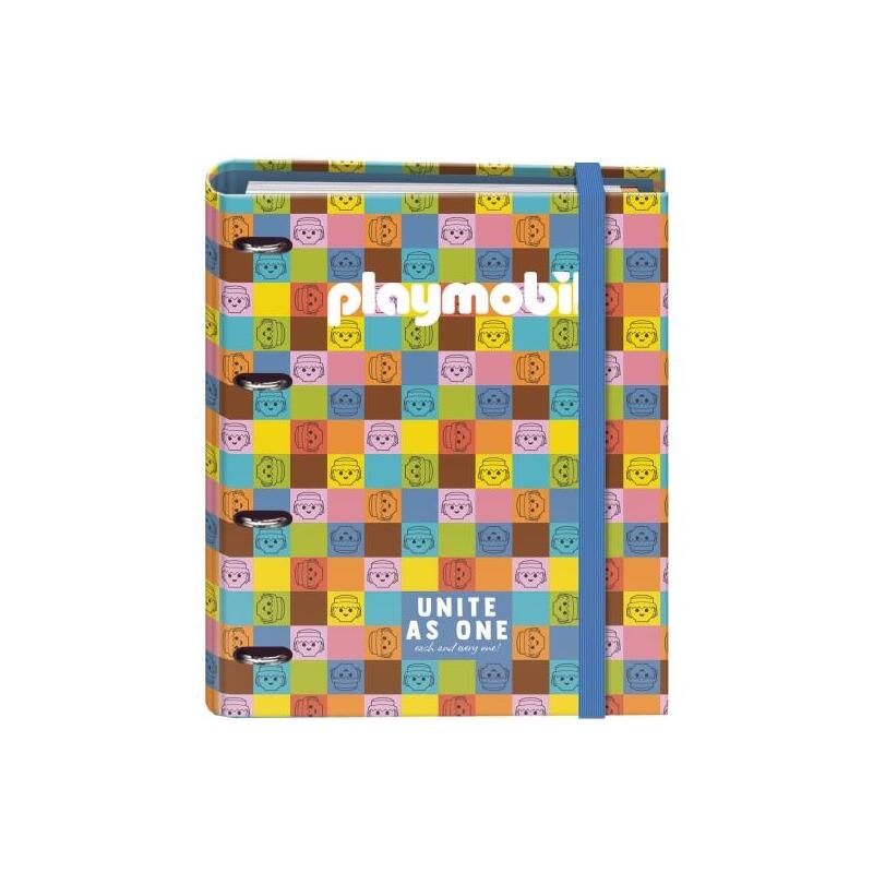 Dohe Playmobil Unite As One Carpeta De 4 Anillas Mixtas De 35mm Con Recambio De 100 Hojas - Formato Folio - Cierre Con