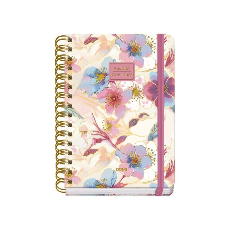 Dohe Premium Magnolia Agenda Escolar 26/27 - Formato A5 - Semana Vista - Papel Offset Ahuesado 80g - Cubierta De Carton