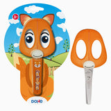 Dohe Tijera Escolar Para Niños - Acero Inoxidable - Puntas Redondeadas - Funda Para Las Hojas - Diseño Zorro