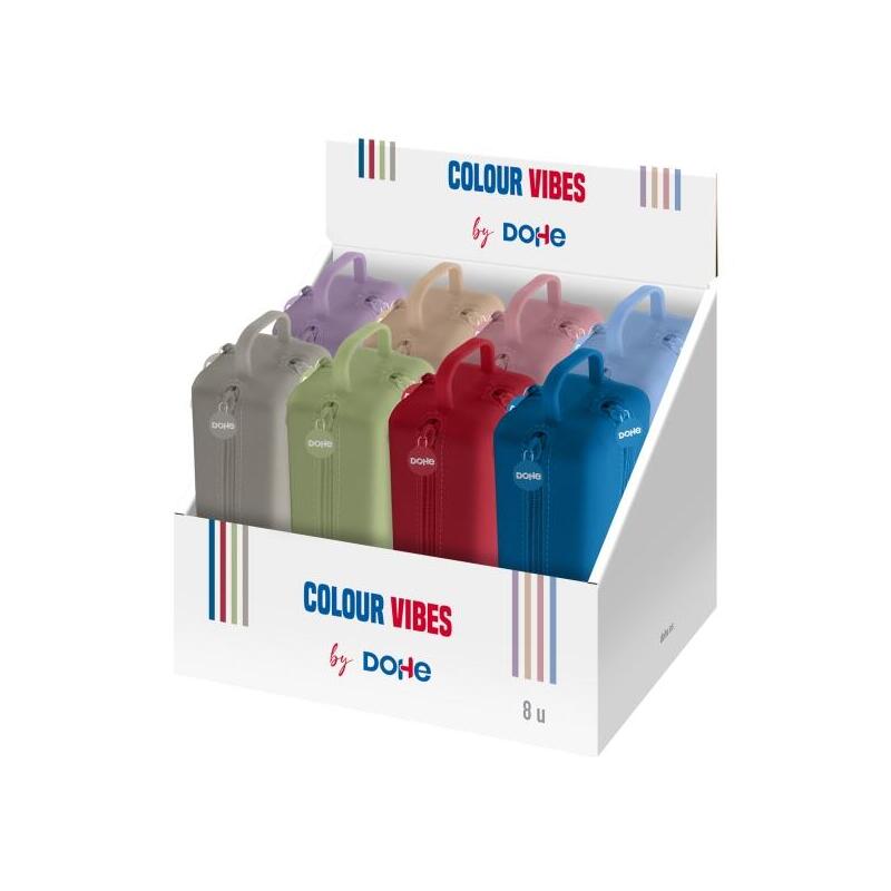 Dohe Vibes Expositor Con 8 Portatodo - 4 Cremalleras - Tirador De Goma - Silicona De Tacto Suave - Asa Lateral -