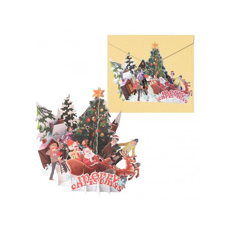 Dohe Village Tarjeta 3d De Felicitacion Navideña Con Sobre - Tamaño 15x17,5cm - Impresas A Todo Color