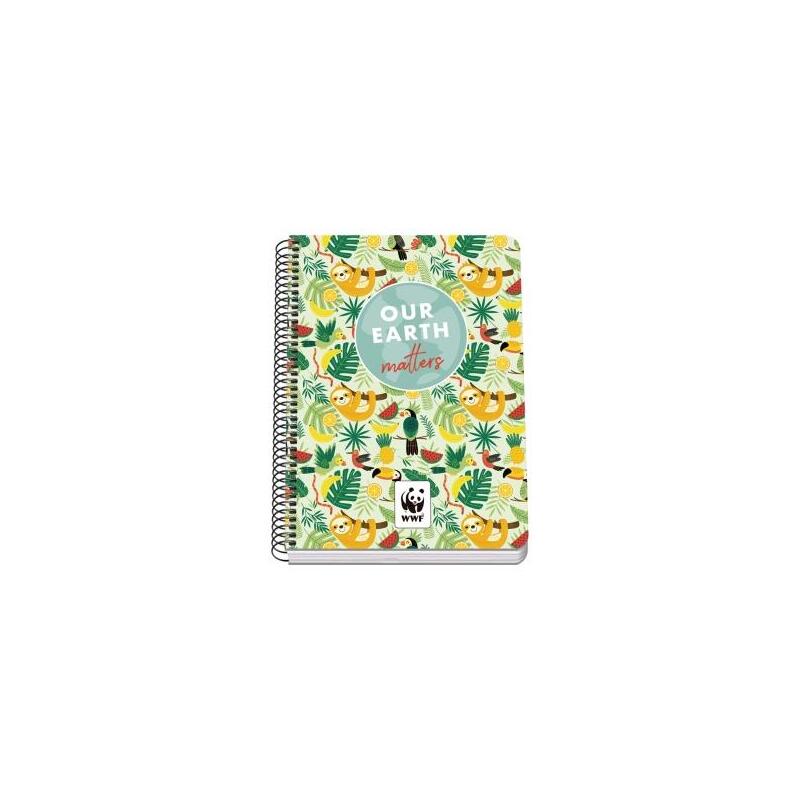 Dohe Wwf Tropic Cuaderno Espiral A5 80 Hojas Cuadricula 4mm Con Margen - Tapa Rigida Impresa A Todo Color Y