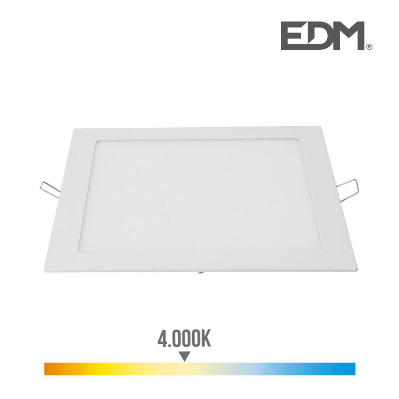 Downlight Led Empotrable Cuadrado 20w Luz Dia 4000k 1500lm Color Blanco 22x22cm Edm