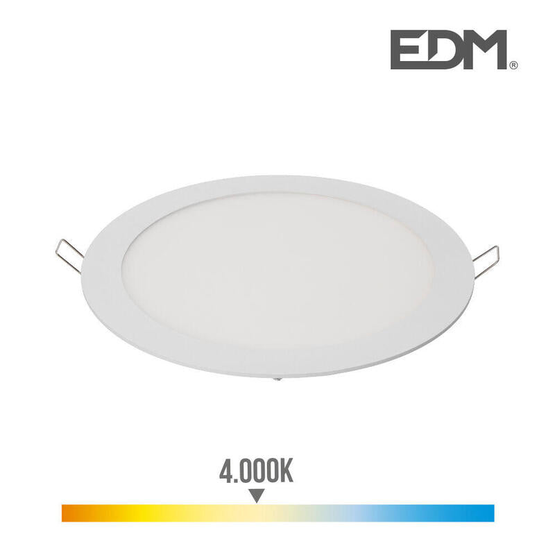 Downlight Led Empotrable Redondo 20w Luz Dia 4000k 1500lm Blanco Ø22,5cm Edm