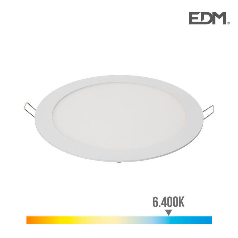 Downlight Led Empotrable Redondo 20w Luz Fria 6400k 1500lm Blanco Ø22,5cm Edm