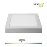 Downlight Led Superficie Cuadrado 20w 1500lm 4000k Luz Dia Cromado 22,5x22,5x4cm Edm