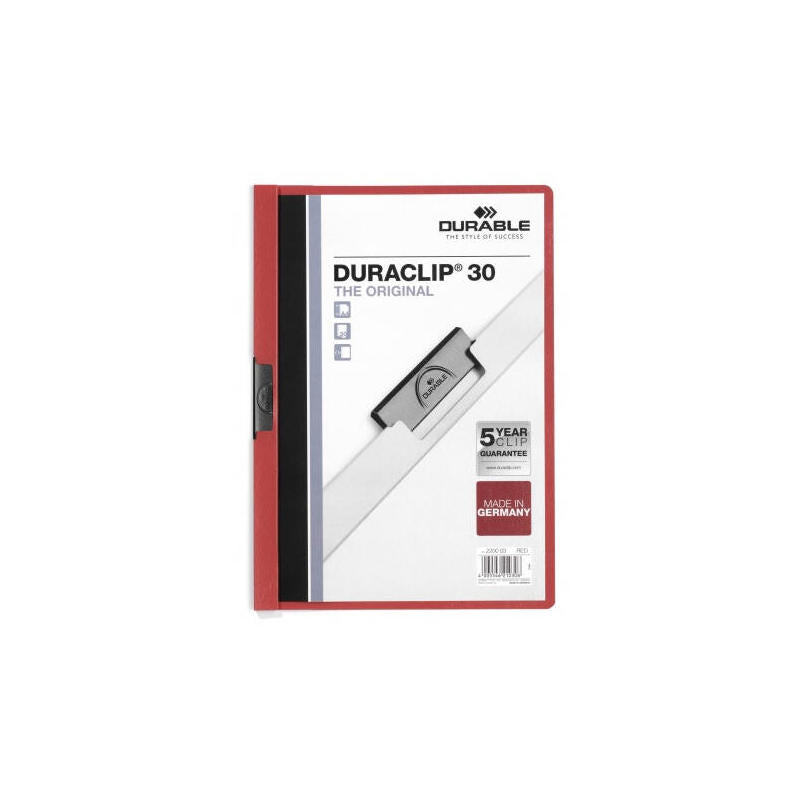 Durable Carpeta Dossier Pinza Duraclip 30 Rojo A4 -25u-