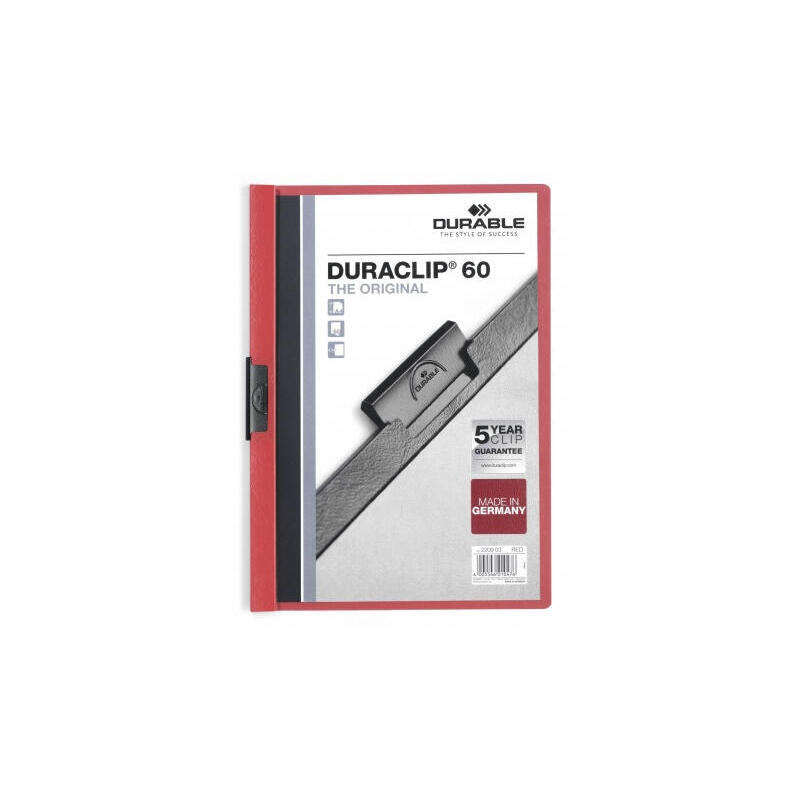 Durable Carpeta Dossier Pinza Duraclip 60 Rojo A4 -25u-