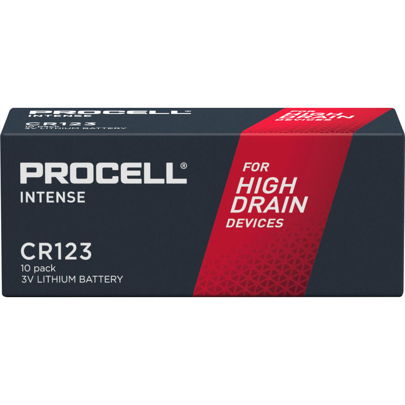 Duracell Bateria Lithium, Cr123a, 3v Procell Intense, Caja Minorista (Paquete De 10)