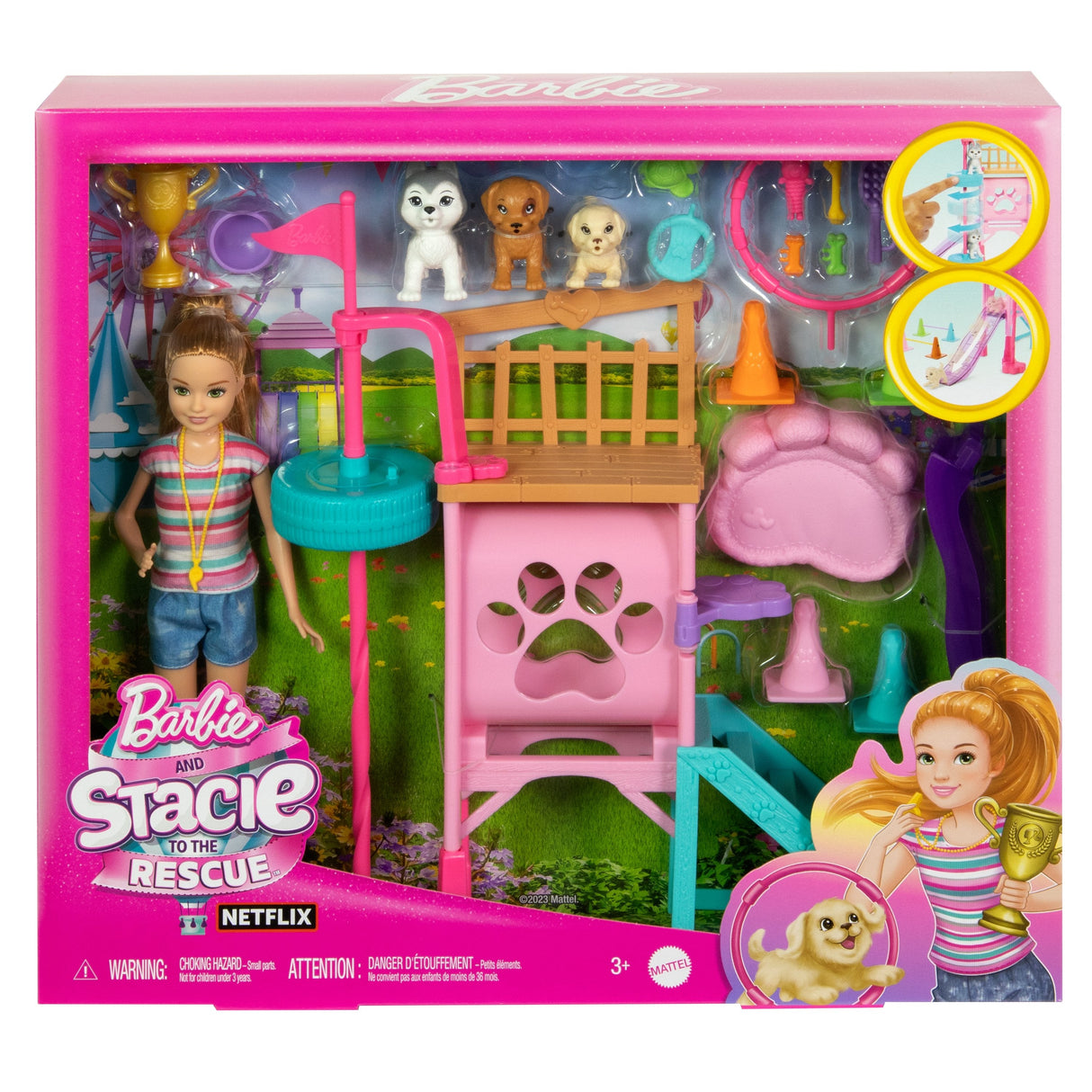 Muñeca  Mattel Barbie Family & Friends Stacie''S Puppy Playground Spielset Hrm10