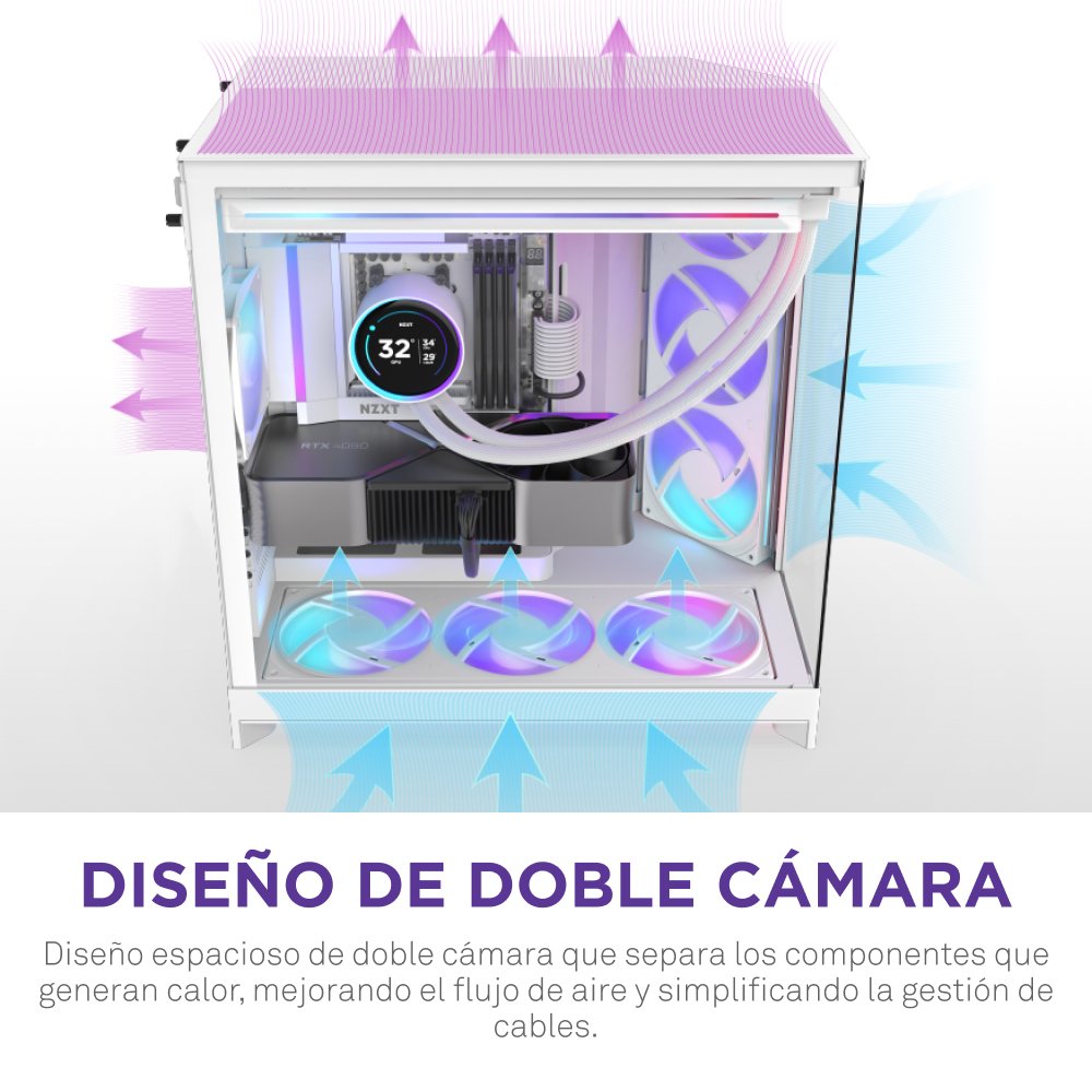EAN 5056547207650 - NZXT H9 Flow RGB Midi Tower Blanco imagen 6