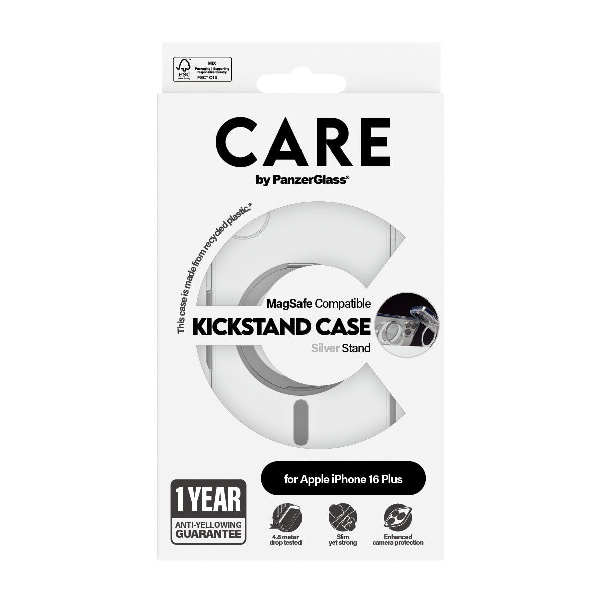 EAN 5715685003899 - PanzerGlass CARE™ by ® Case Transparent w. Silver Kickstand & MagSafe iPhone 16 Plus funda para teléfono  imagen 3