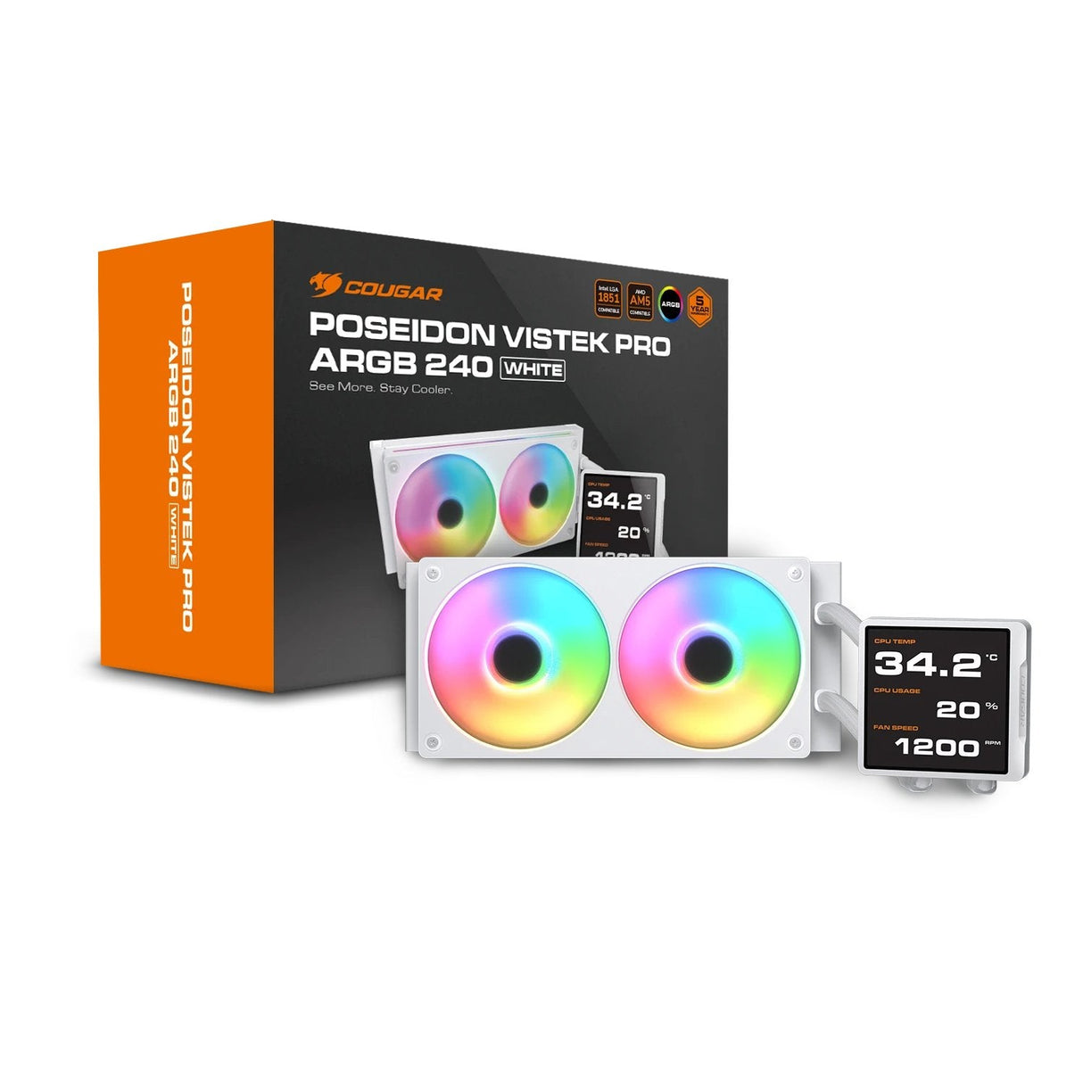 Cougar Cpu Refrigeracion Liquida Poseidon Vimek Pro 240,Argb,Blanco