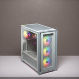 Caja Pc Corsair Icue 4000x Rgb Tempered Glass Blanca Cc-9011205-Ww Corsair Icue 4000x Rgb, Midi Tower, Pc, De Plástico, Acero, Vidrio Templado, Blanco, Atx, Juego