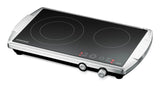 Rommelsbacher Ct 3400/E Hobs Negro, Acero Inoxidable Encimera Cerámico 2 Zona(S), Placa De Cocción Acero Fino/Negro, Negro, Acero Inoxidable, Encimera, Cerámico, Vidrio Y Cerámica, 2 Zona(S), 1200 W
