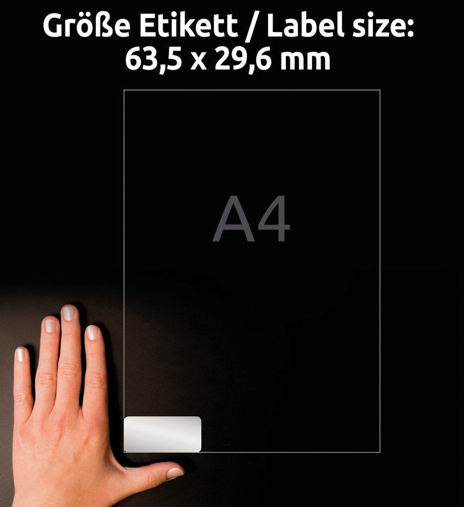 Avery Zweckform Znamionowe A4 63,5 X 29,6 Mm Srebrne