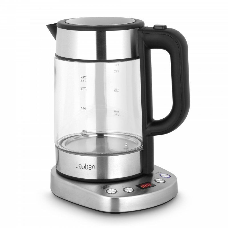 Tetera Lauben Lbnek17gs  Eléctrica 1,7 L 2200 W Negro, Acero Inoxidable, Transparente