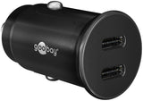 Cargador Rápido Para Coche Goobay Dual Usb-C De 30 Vatios, Pd Negro, 2x Usb-C, Suministro De Energía, 12/24 Voltios 59705