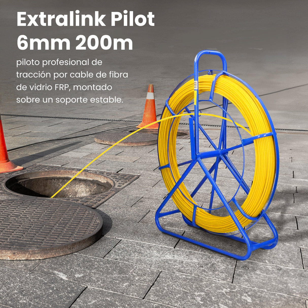 Extralink Pilot 6mm 200m  Varilla De Tracción De Cable  Fibra De Vidrio Frp, D. 6mm, L. 200m, Amarillo