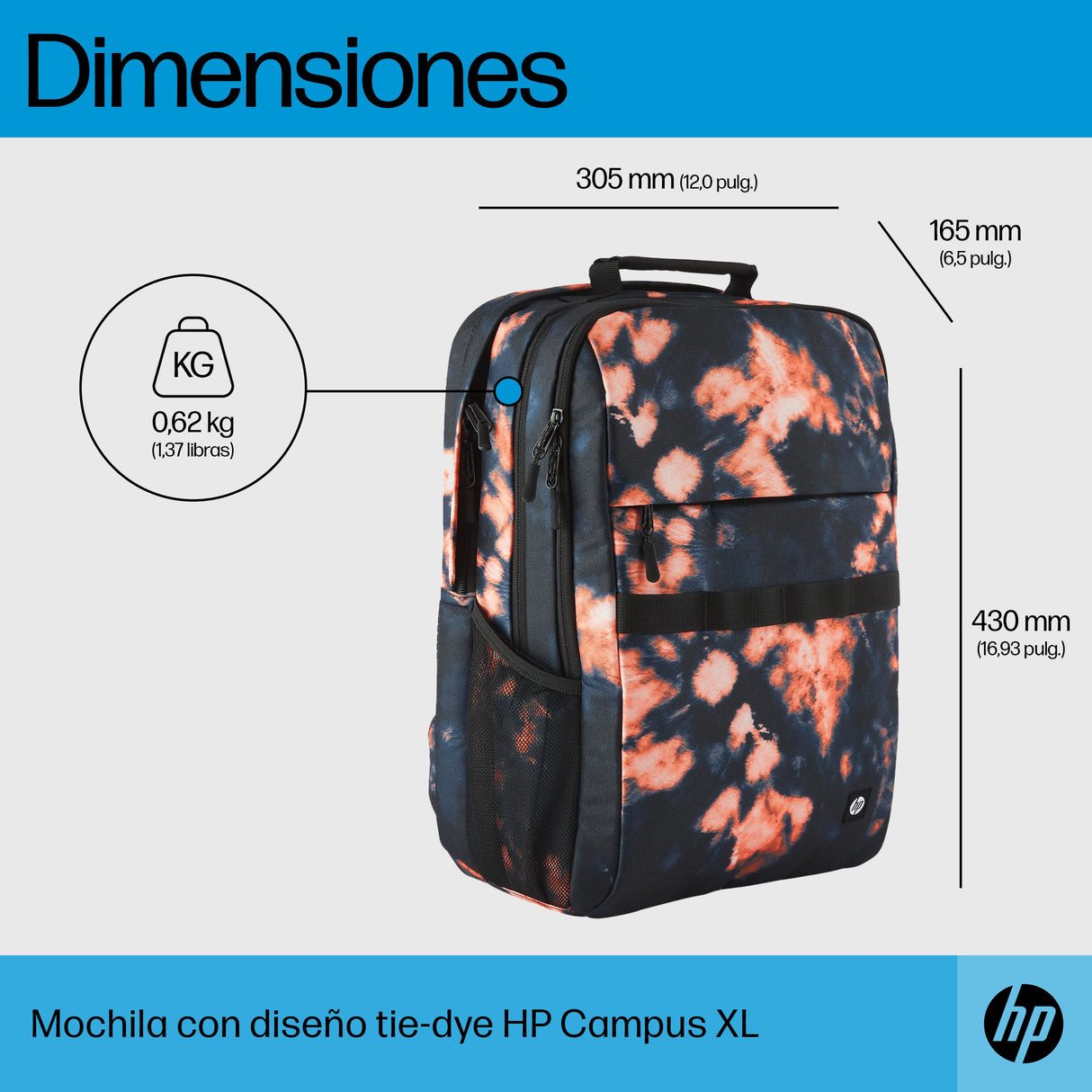 EAN 0197192501269 - HP Campus XL Tie Dye Backpack 40,9 cm (16.1") Negro imagen 4