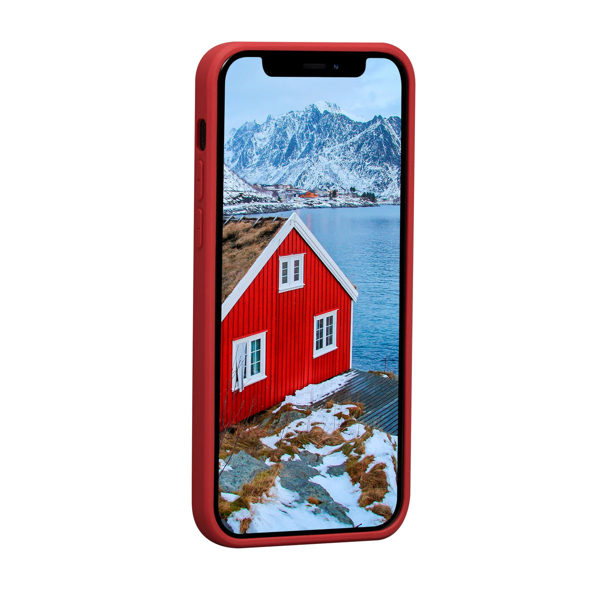 Dbramante1928 Greenland Carcasa Trasera Para Teléfono Móvil A Presión 100 % De Plástico Reciclado Rojo Manzana De Caramelo Para Apple Iphone 12 Mini