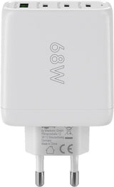 Cargador  68w Usb 4 Puert. 3 X Usb-C 1 X Usb-A Blanco Gan Pd Qc3.0 Salida Lateral Goobay