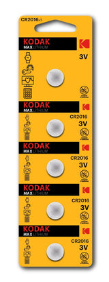 Blister Kodak Cinco Pilas Boton / Litio Ultra 2016 Perforado/ 5 Unidades